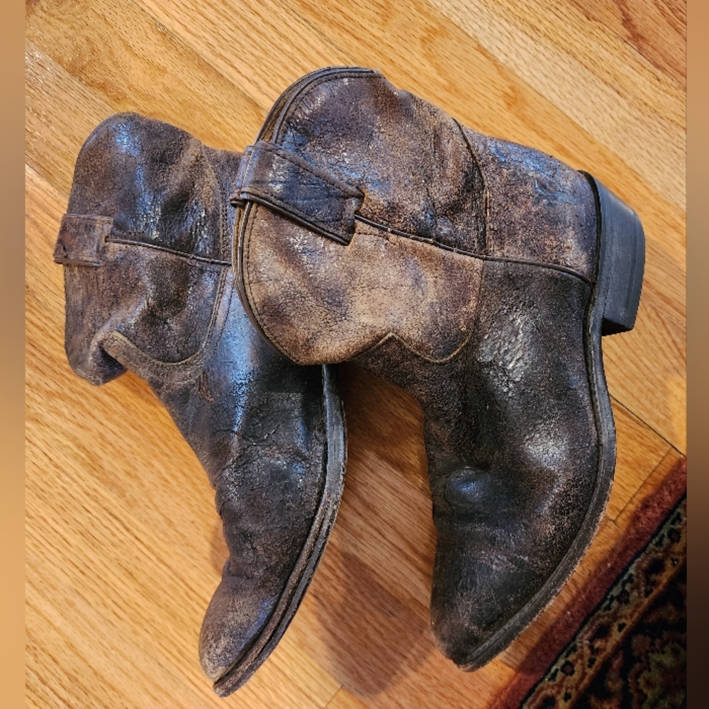 Frye Leather Short Boots Ash Brown Distressed SZ 8-1/2 Paid $384 In North Calif